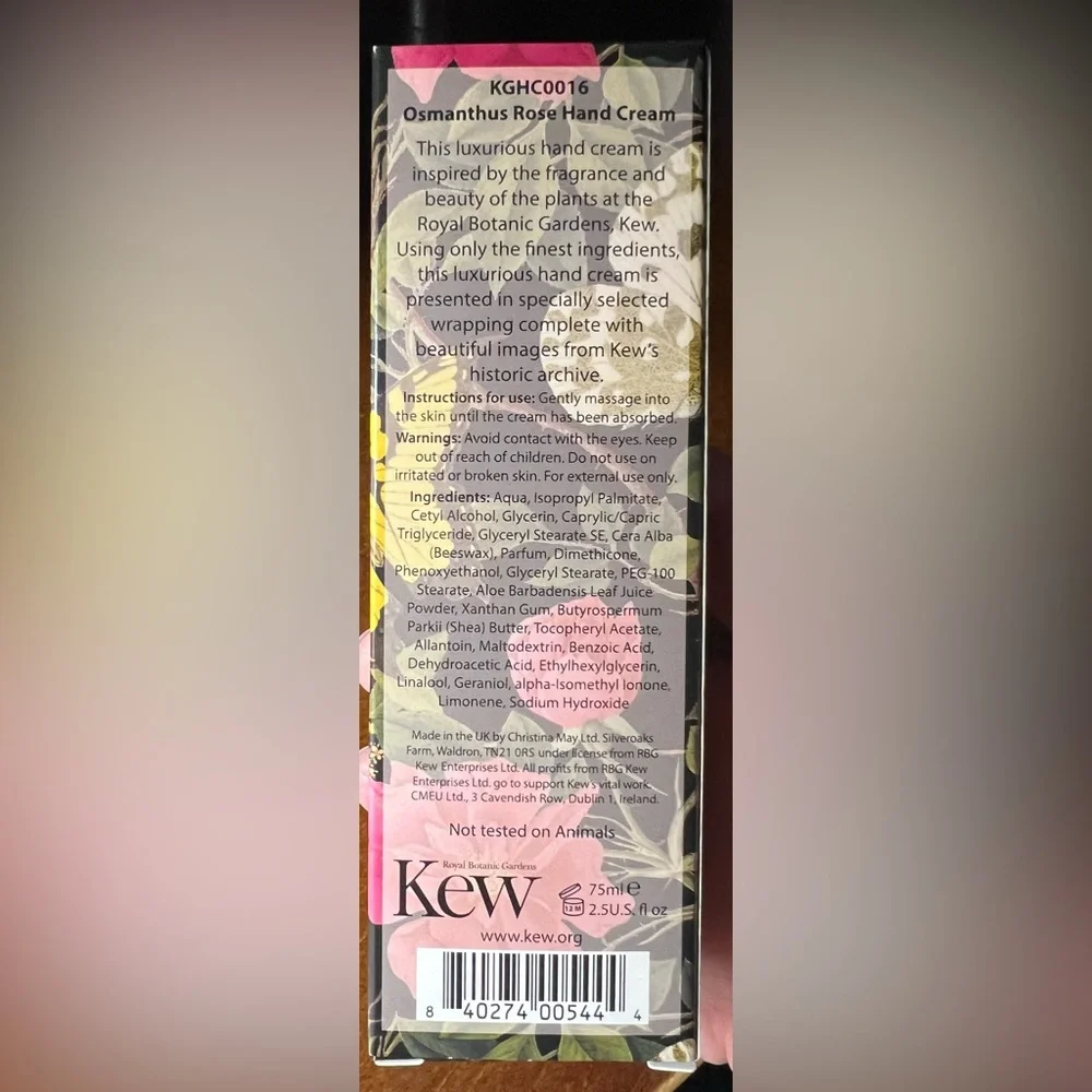 NEW The English Soap Company Kew Gardens Collection Osmanthus Rose Hand Cream